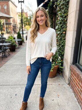 Tommy Hilfiger Sweater Lightweight Knit Cream Gold Silver XL